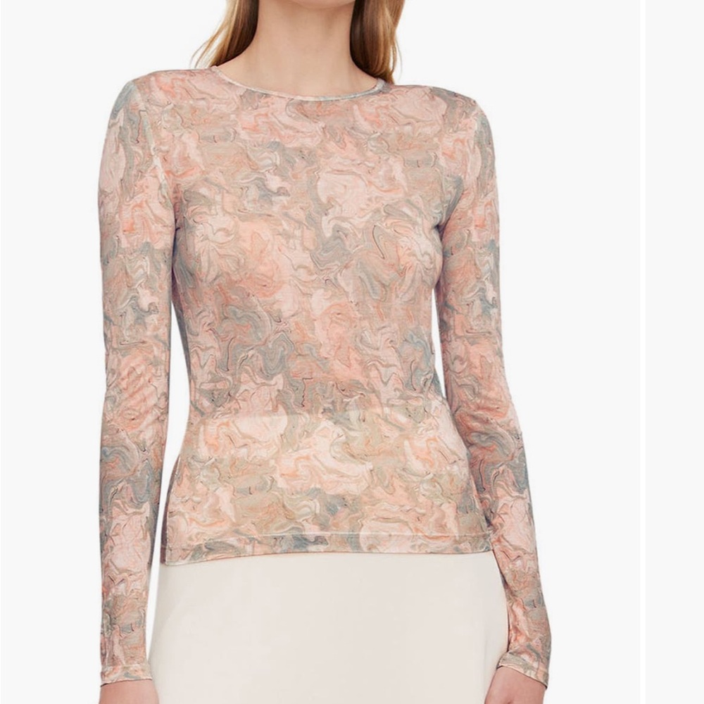 Vince Marble Pattern Long Sleeve Top